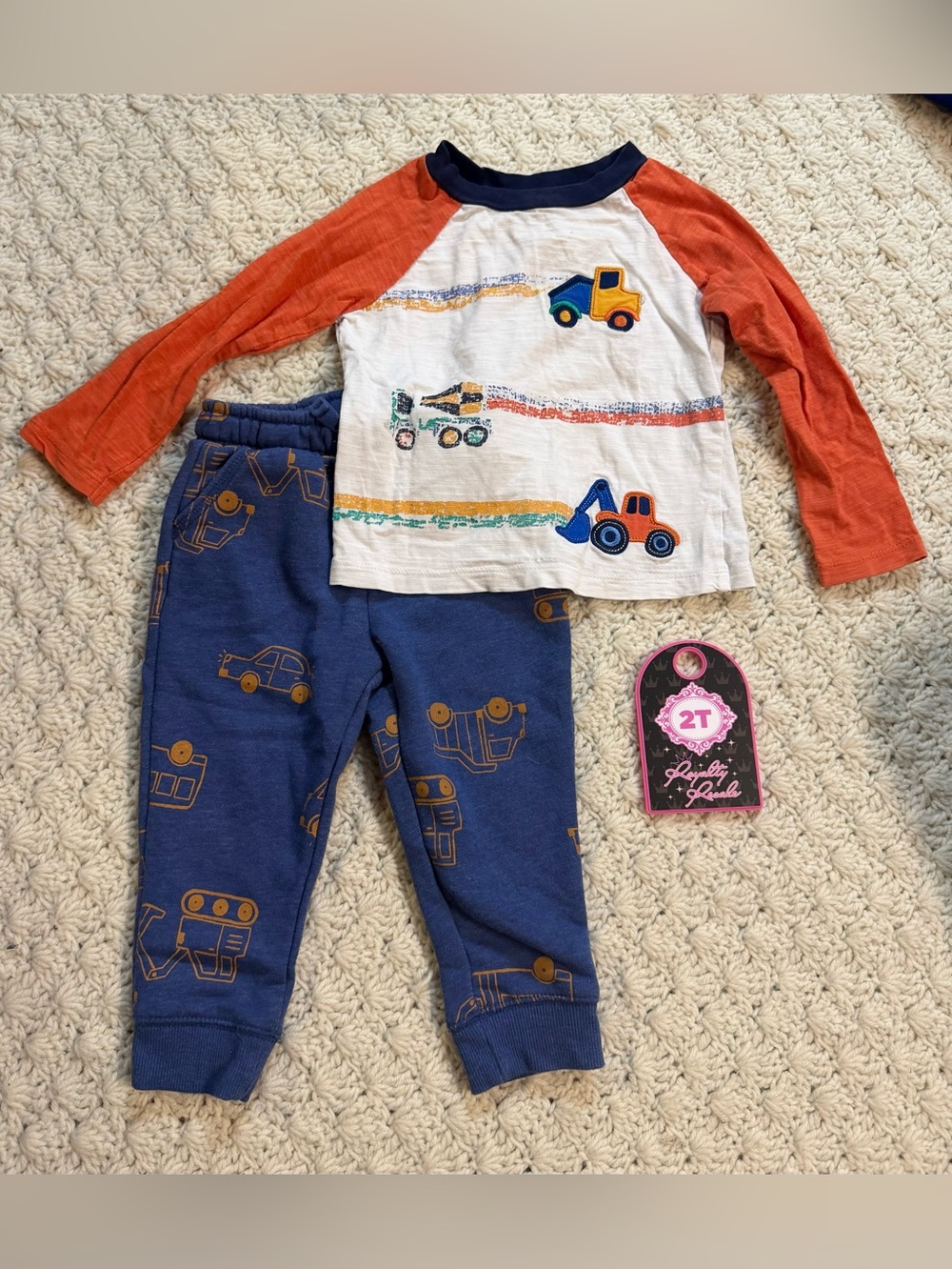 Cat & Jack Orange & Navy Construction Truck Set - 2T